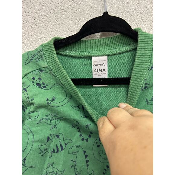 4t Boys Green long sleeve Sweater with Dinosaurs - Picture 2 of 3